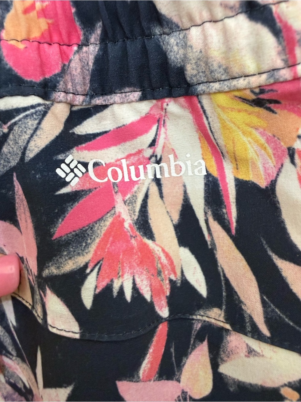 Columbia Navy Floral Athletic Shorts with Pink & Yellow Print - Picture 5 of 8